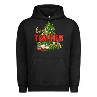 Pigment Black Best Teacher Ever With Christmas Tree Urban Hoodie - BundleAndBundleShop