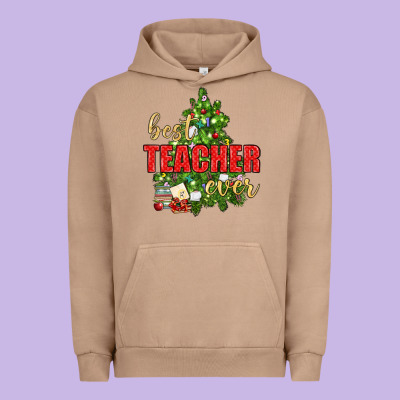 Best Teacher Ever With Christmas Tree Urban Hoodie Designed By Bundleandbundleshop
