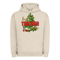 Pigment French Oak Best Teacher Ever With Christmas Tree Urban Hoodie - BundleAndBundleShop