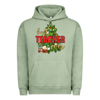 Pigment Oil Green Best Teacher Ever With Christmas Tree Urban Hoodie - BundleAndBundleShop