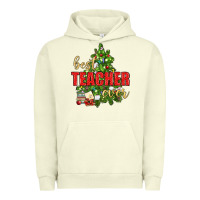 Pigment Pistachio Best Teacher Ever With Christmas Tree Urban Hoodie - BundleAndBundleShop