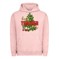Pigment Salmon Best Teacher Ever With Christmas Tree Urban Hoodie - BundleAndBundleShop
