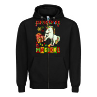 Black christmas magical unicorn Zipper Hoodie - FaDigitalArtStudio