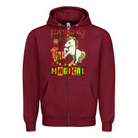 Burgundy christmas magical unicorn Zipper Hoodie - FaDigitalArtStudio