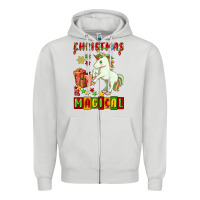 Dove Grey christmas magical unicorn Zipper Hoodie - FaDigitalArtStudio