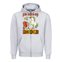 Heather Grey christmas magical unicorn Zipper Hoodie - FaDigitalArtStudio
