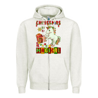 Oatmeal Heather christmas magical unicorn Zipper Hoodie - FaDigitalArtStudio
