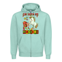 Seafoam christmas magical unicorn Zipper Hoodie - FaDigitalArtStudio