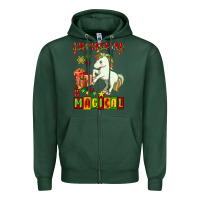 Sports Green christmas magical unicorn Zipper Hoodie - FaDigitalArtStudio