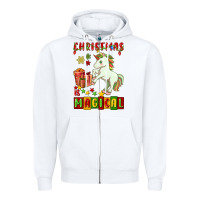 White christmas magical unicorn Zipper Hoodie - FaDigitalArtStudio