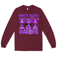 Burgundy Domestic Violence Warrior Afro Gnomes Long Sleeve Tee - texasbilliewilder