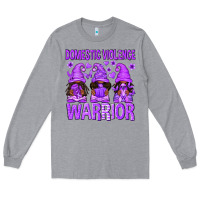 Heather Grey Domestic Violence Warrior Afro Gnomes Long Sleeve Tee - texasbilliewilder