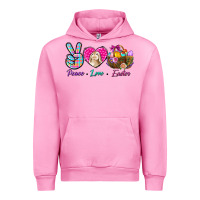 Fuchsia Pink Peace Love Easter Urban Hoodie - BundleAndBundleShop