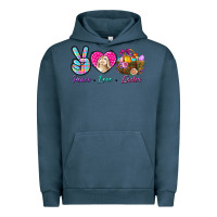 Pigment Midnight Navy Peace Love Easter Urban Hoodie - BundleAndBundleShop