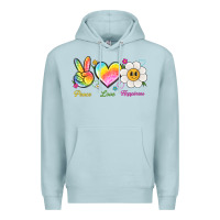 Blue Mist peace love happiness Premium Hoodie - NancyCooperArtShop