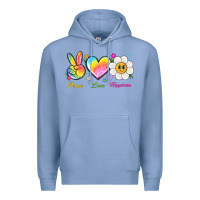 Colony Blue peace love happiness Premium Hoodie - NancyCooperArtShop