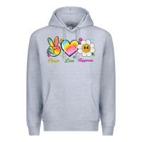 Heather Grey peace love happiness Premium Hoodie - NancyCooperArtShop