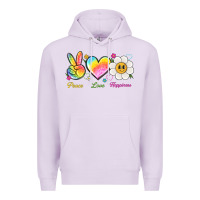 Lilac peace love happiness Premium Hoodie - NancyCooperArtShop