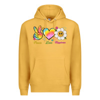 Mustard peace love happiness Premium Hoodie - NancyCooperArtShop