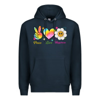 Navy peace love happiness Premium Hoodie - NancyCooperArtShop
