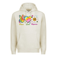 Oatmeal Heather peace love happiness Premium Hoodie - NancyCooperArtShop