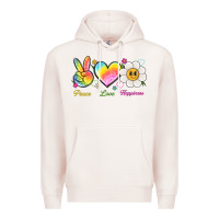 Pale Pink peace love happiness Premium Hoodie - NancyCooperArtShop