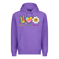 Purple peace love happiness Premium Hoodie - NancyCooperArtShop