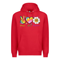 Red peace love happiness Premium Hoodie - NancyCooperArtShop