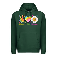 Sports Green peace love happiness Premium Hoodie - NancyCooperArtShop
