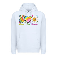 White peace love happiness Premium Hoodie - NancyCooperArtShop