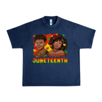 Navy juneteenth with afro black kids Urban Heavy Tee - texasbilliewilder