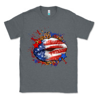 Charcoal Heather Leopard American flag lips Classic Tee - Neo Western