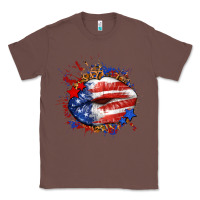 Chestnut Leopard American flag lips Classic Tee - Neo Western