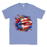 Colony Blue Leopard American flag lips Classic Tee - Neo Western