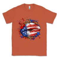 Copper Leopard American flag lips Classic Tee - Neo Western