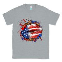 Heather Grey Leopard American flag lips Classic Tee - Neo Western