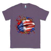 Lavender Leopard American flag lips Classic Tee - Neo Western