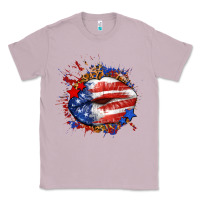 Lilac Leopard American flag lips Classic Tee - Neo Western