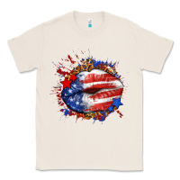 Natural Leopard American flag lips Classic Tee - Neo Western