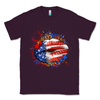 Plum Leopard American flag lips Classic Tee - Neo Western