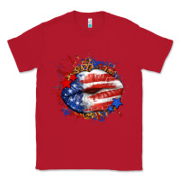 Red Leopard American flag lips Classic Tee - Neo Western
