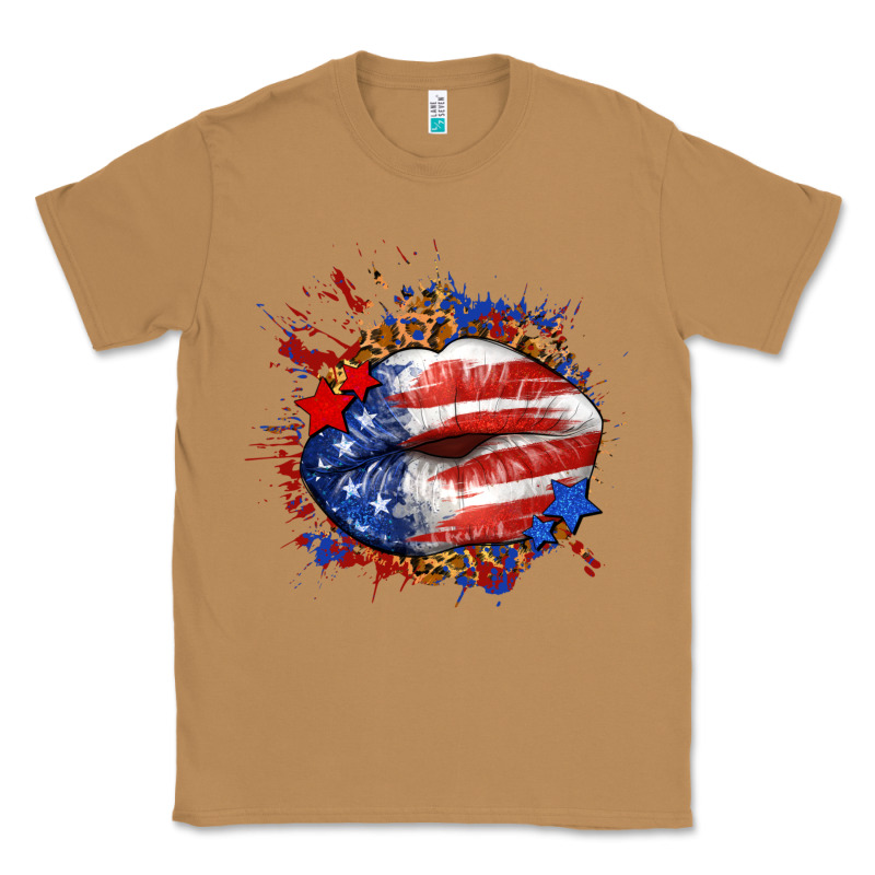 Leopard American Flag Lips Classic Tee by Neo Western | Teevron