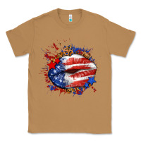 Toasted Coconut Leopard American flag lips Classic Tee - Neo Western