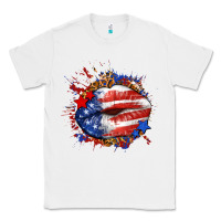 White Leopard American flag lips Classic Tee - Neo Western