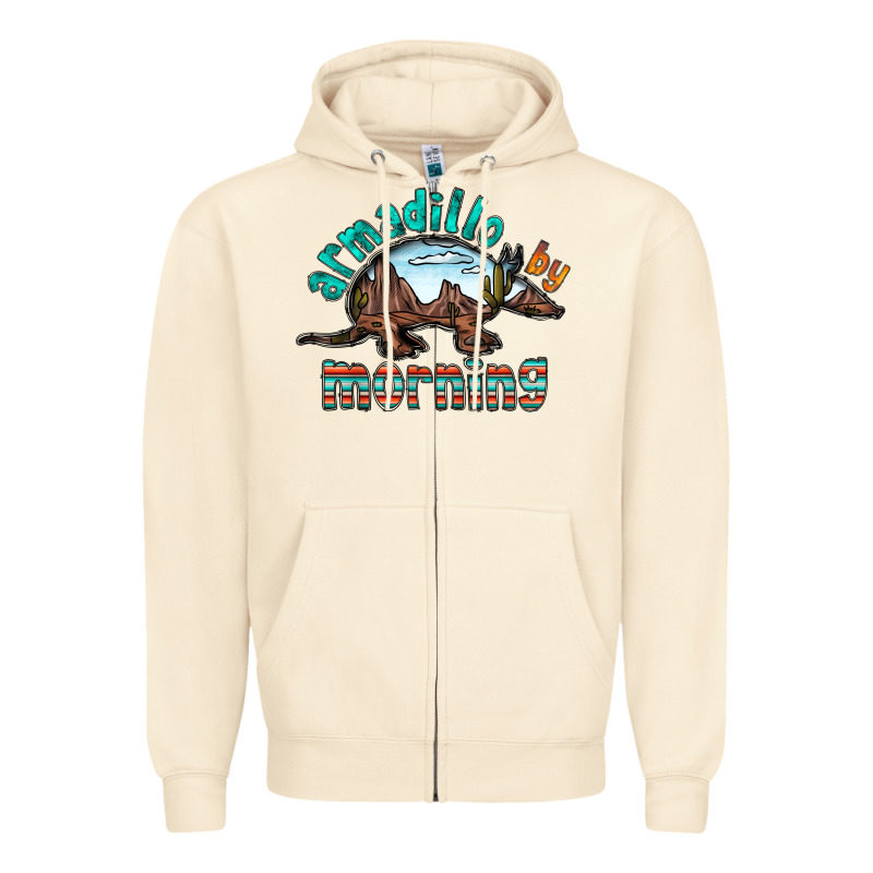 Armadillo By Morning Zipper Hoodie by RacoonDesign | Teevron