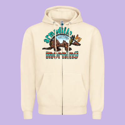 Armadillo By Morning Zipper Hoodie Designed By Racoondesign