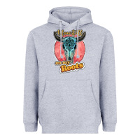 Heather Grey blame it all on my roots bull skull black Heavyweight Hoodie - JahusDesignShop