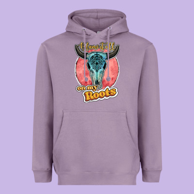 Blame It All On My Roots Bull Skull Black Heavyweight Hoodie Designed By Jahusdesignshop