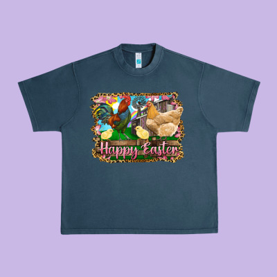 Urban Heavy Tee happy easter rooster chicken and chick