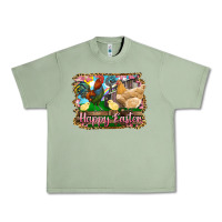 Oil Green happy easter rooster chicken and chick Urban Heavy Tee - RanaPortraitStore